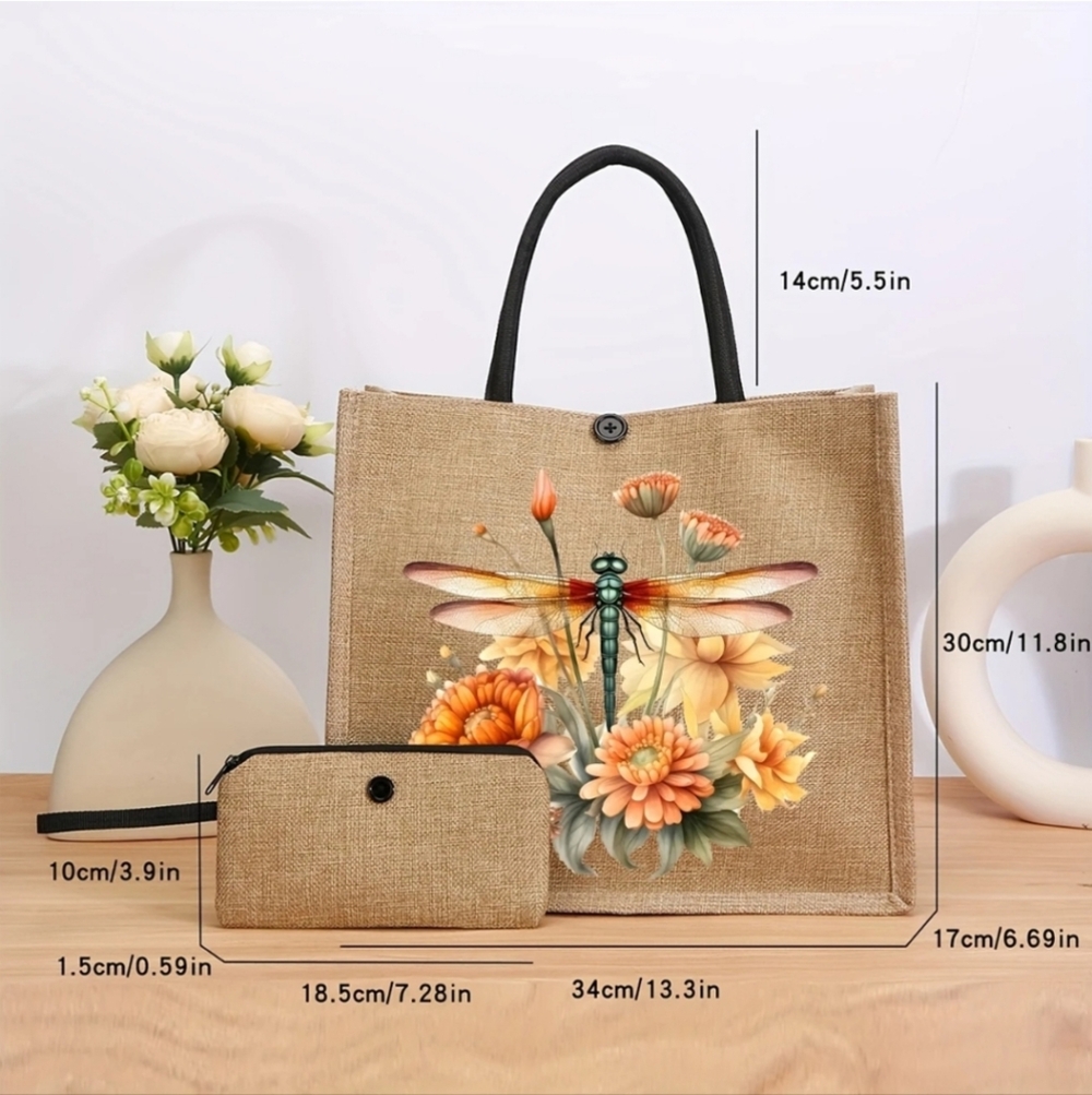 Print Tote Bag Beach Bag 2 Pc - Picture 3 of 8
